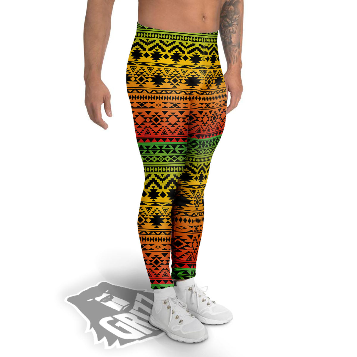 Tribal Rasta Print Pattern Men's Leggings-grizzshop