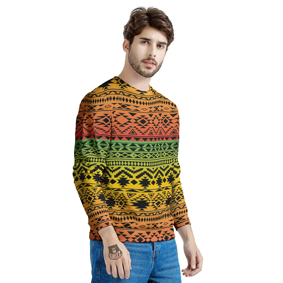 Tribal Rasta Print Pattern Men's Sweatshirt-grizzshop