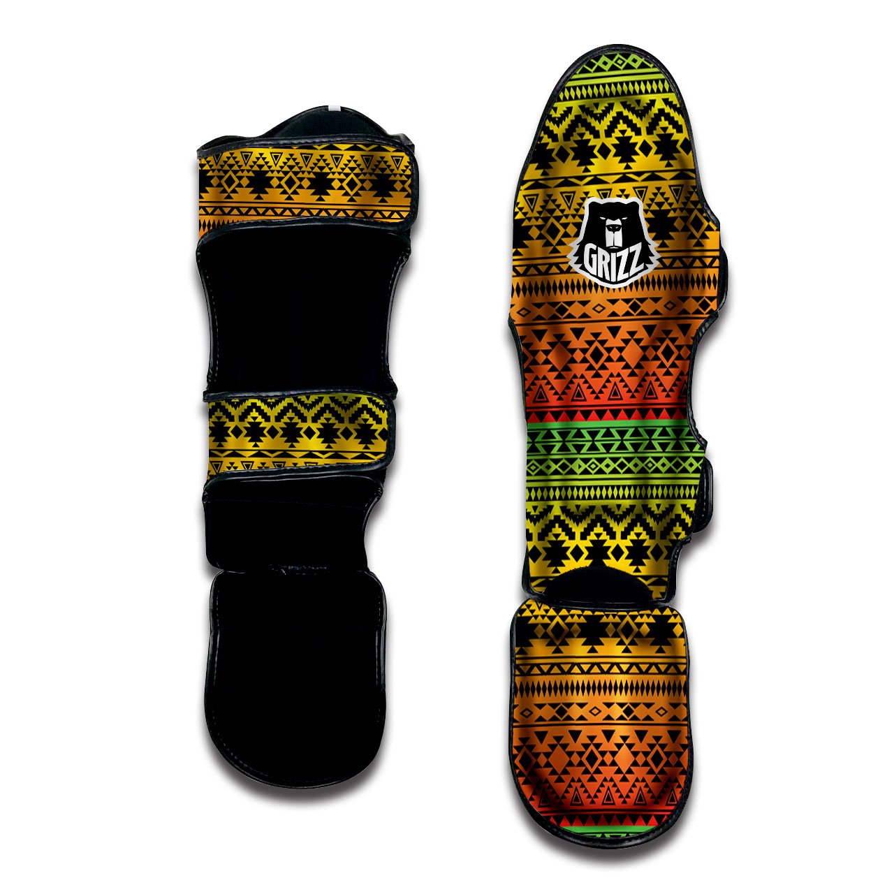 Tribal Rasta Print Pattern Muay Thai Shin Guards-grizzshop