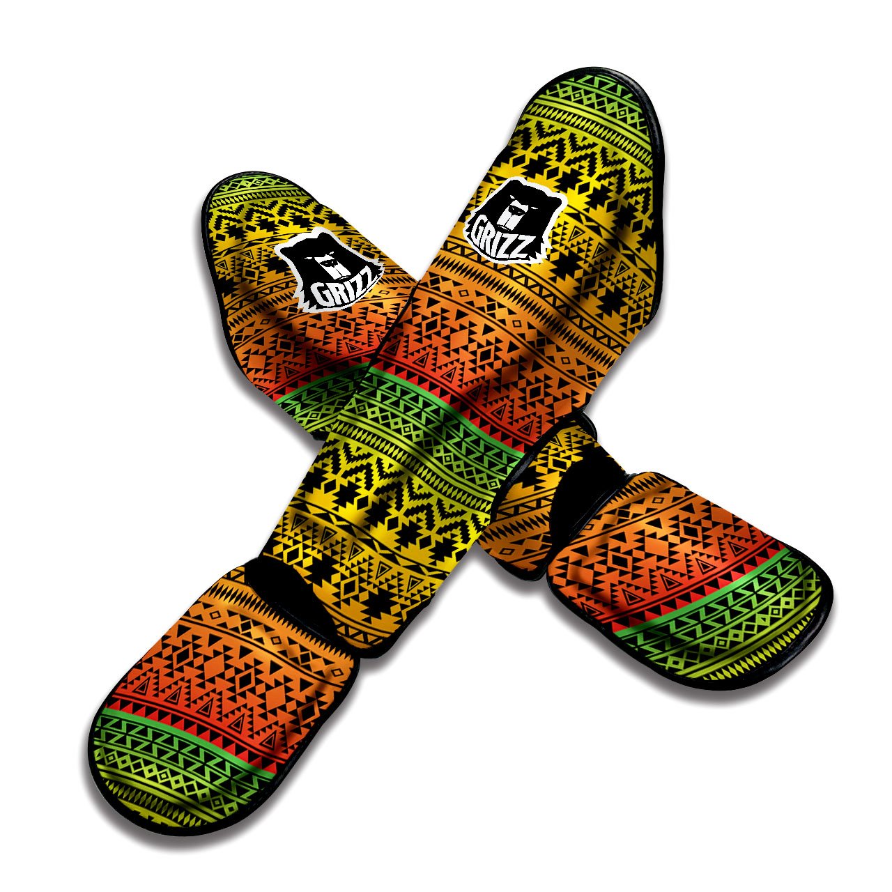 Tribal Rasta Print Pattern Muay Thai Shin Guards-grizzshop