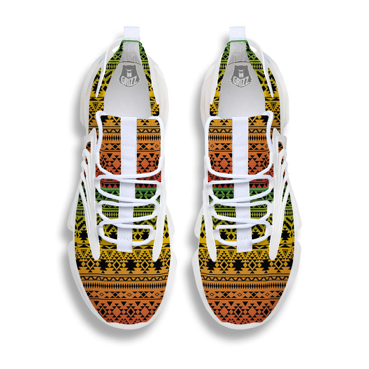 Tribal Rasta Print Pattern White Gym Shoes-grizzshop