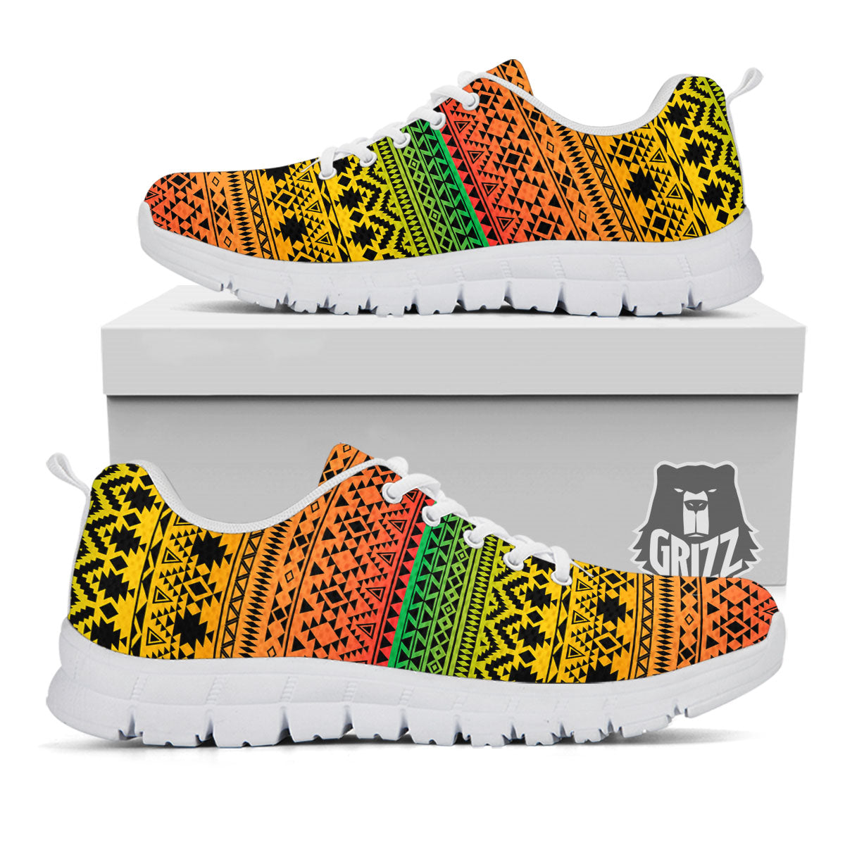 Tribal Rasta Print Pattern White Sneaker-grizzshop