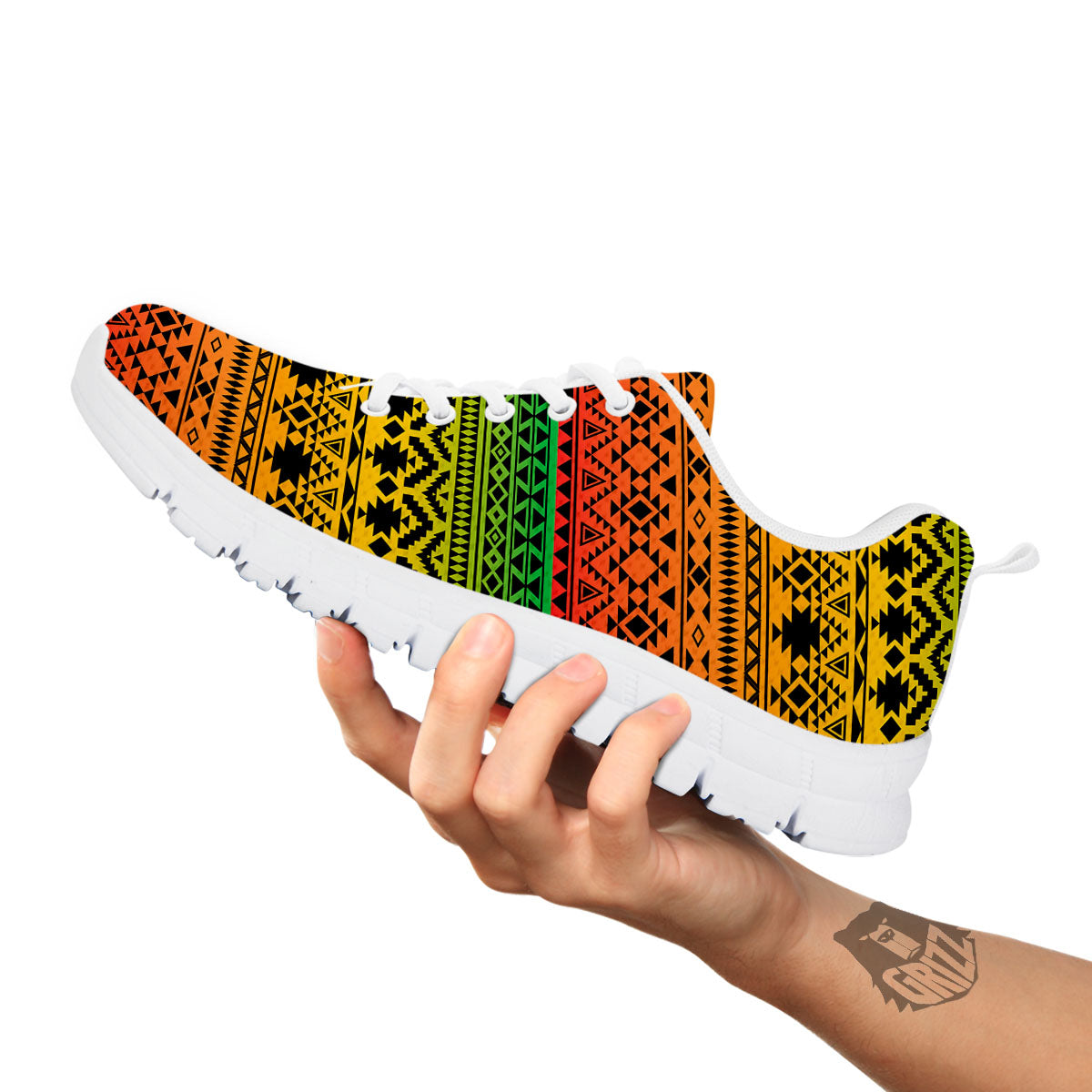 Tribal Rasta Print Pattern White Sneaker-grizzshop