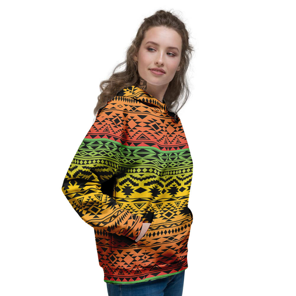 Tribal Rasta Print Pattern Women's Hoodie-grizzshop
