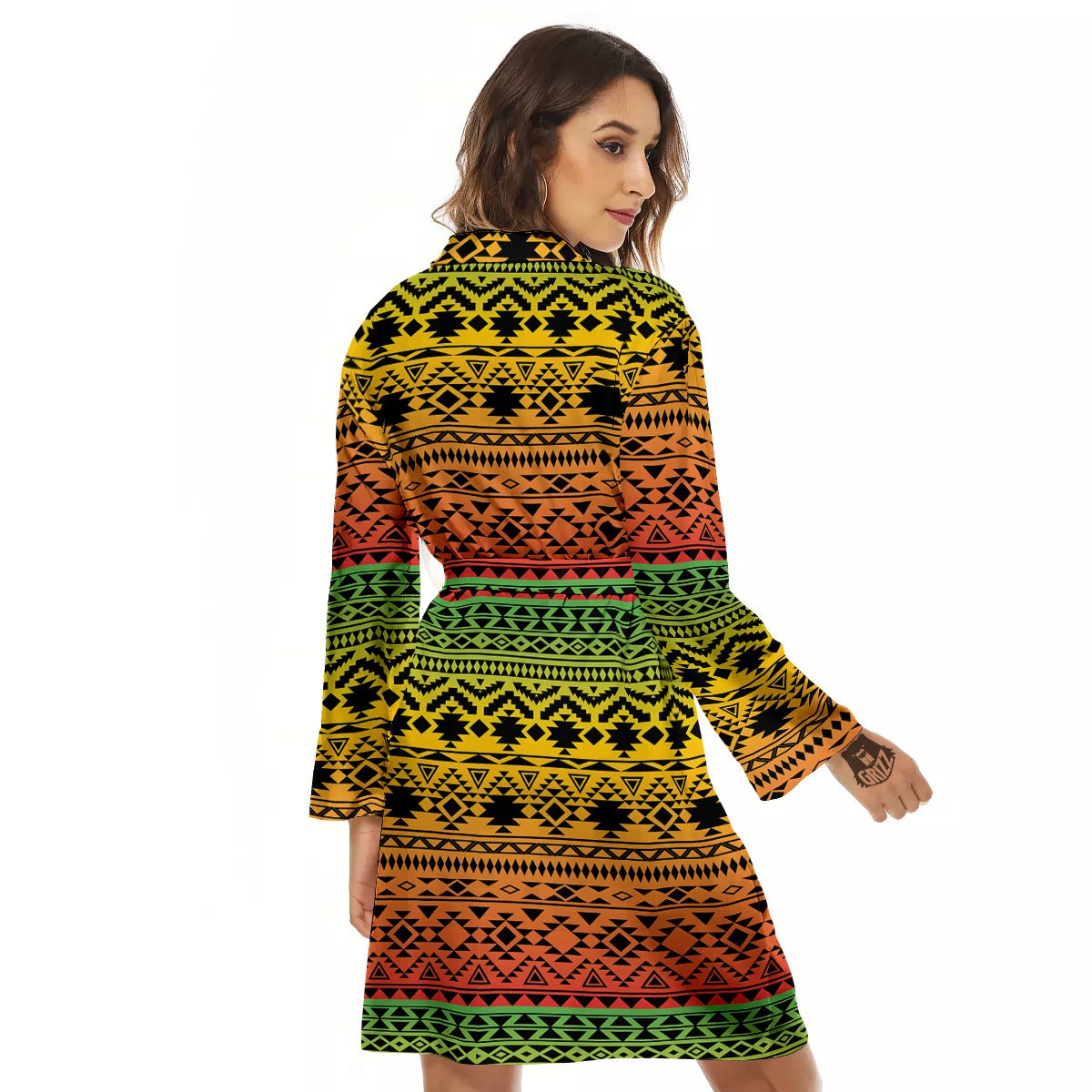 Tribal Rasta Print Pattern Women's Robe-grizzshop