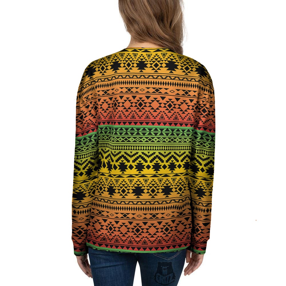 Tribal Rasta Print Pattern Women's Sweatshirt-grizzshop