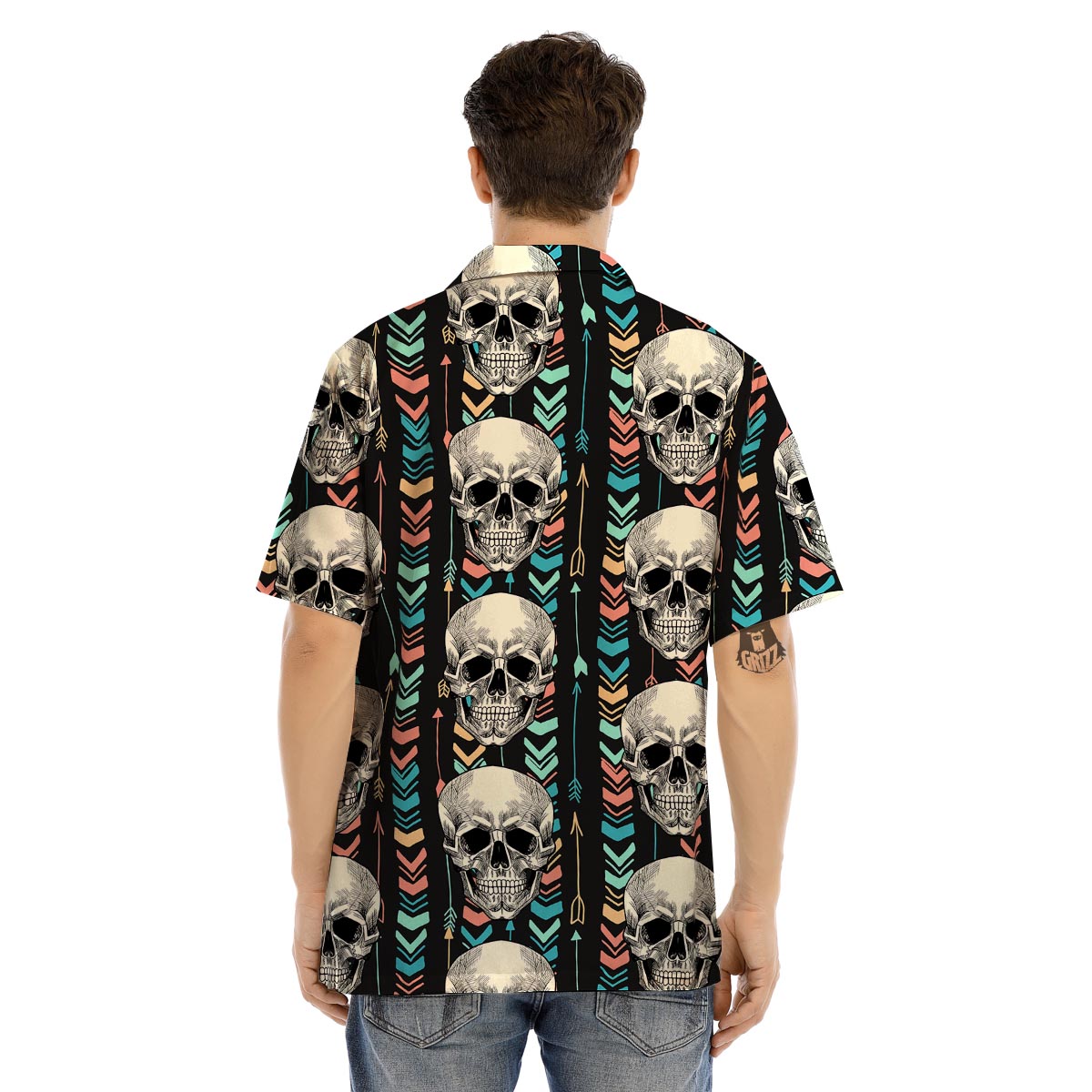 Tribal Skull Men’s Hawaiian Shirt-grizzshop