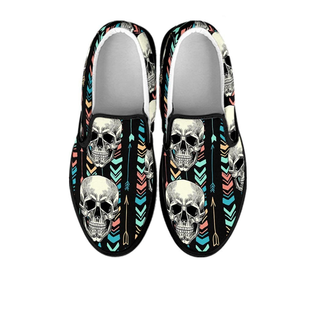 Tribal Skull Women's Slip On Sneakers-grizzshop