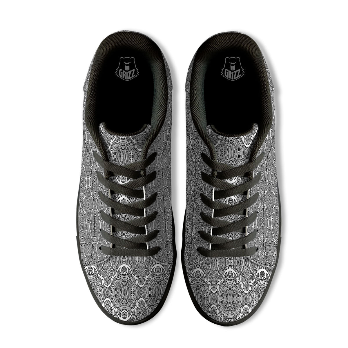 Tribal Tattoo Maori Print Pattern Black Low Top Sneakers-grizzshop