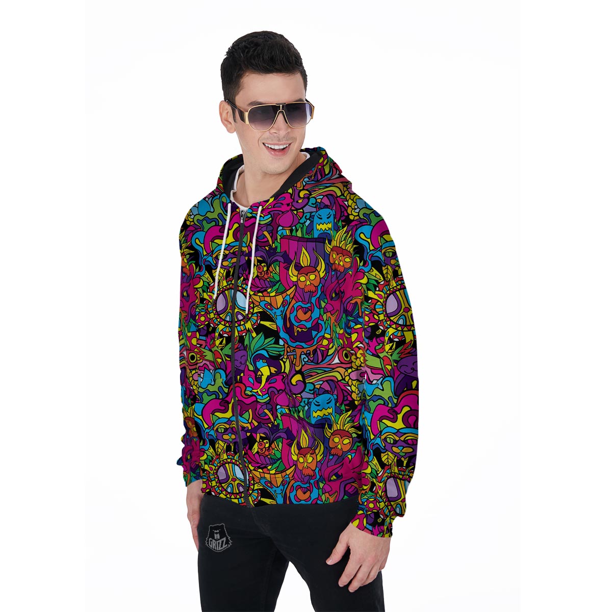 Tribal Trippy Men's Zip Up Hoodie-grizzshop