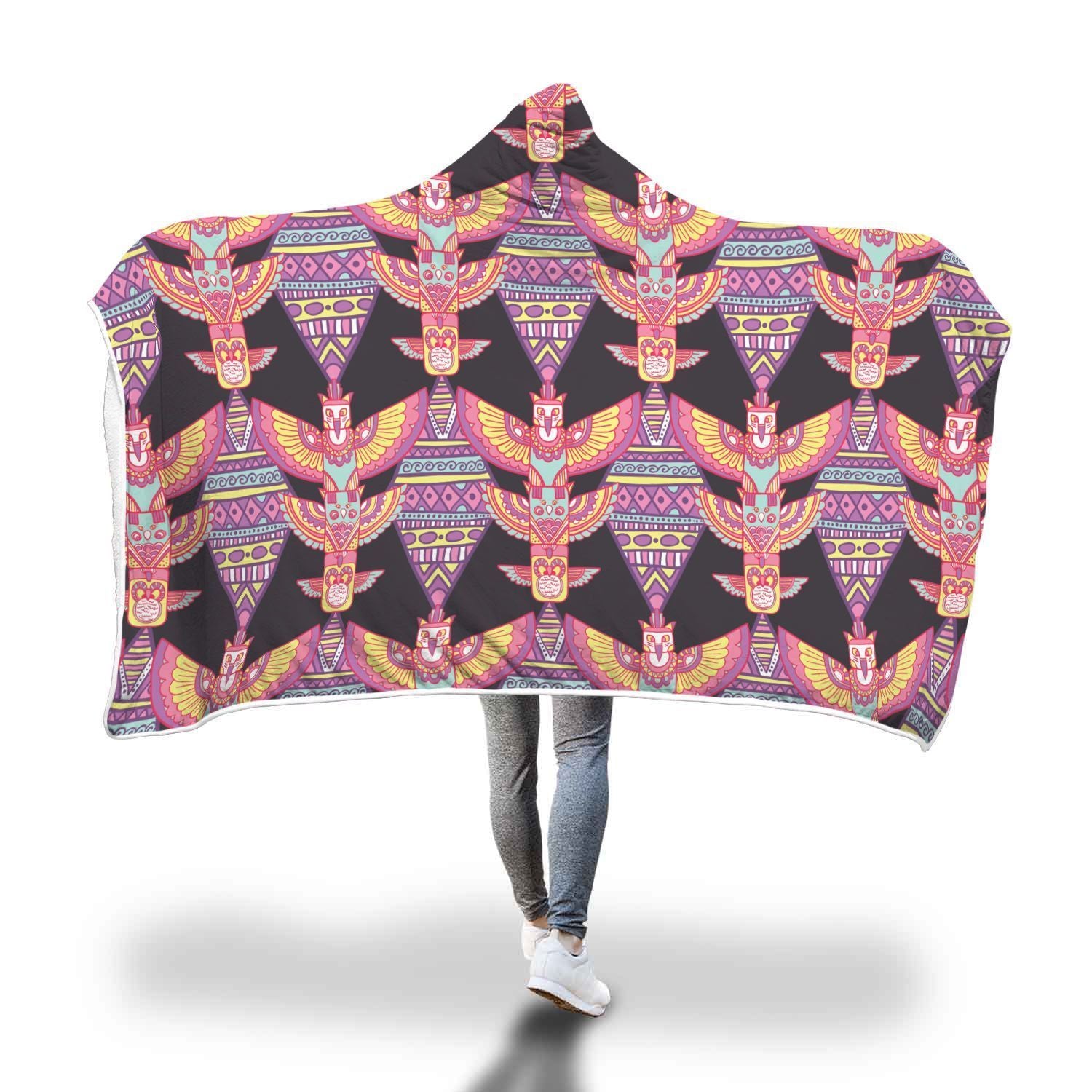 Tribal Aztec Native American Navajo Indians Print Hooded Blanket-grizzshop