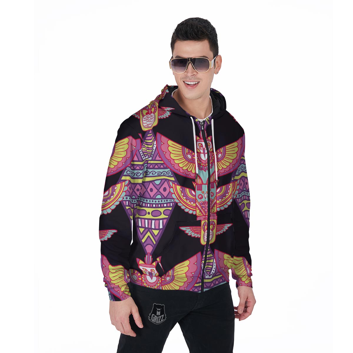 Tribal Aztec Native American Navajo Indians Print Men Zip Up Hoodie-grizzshop