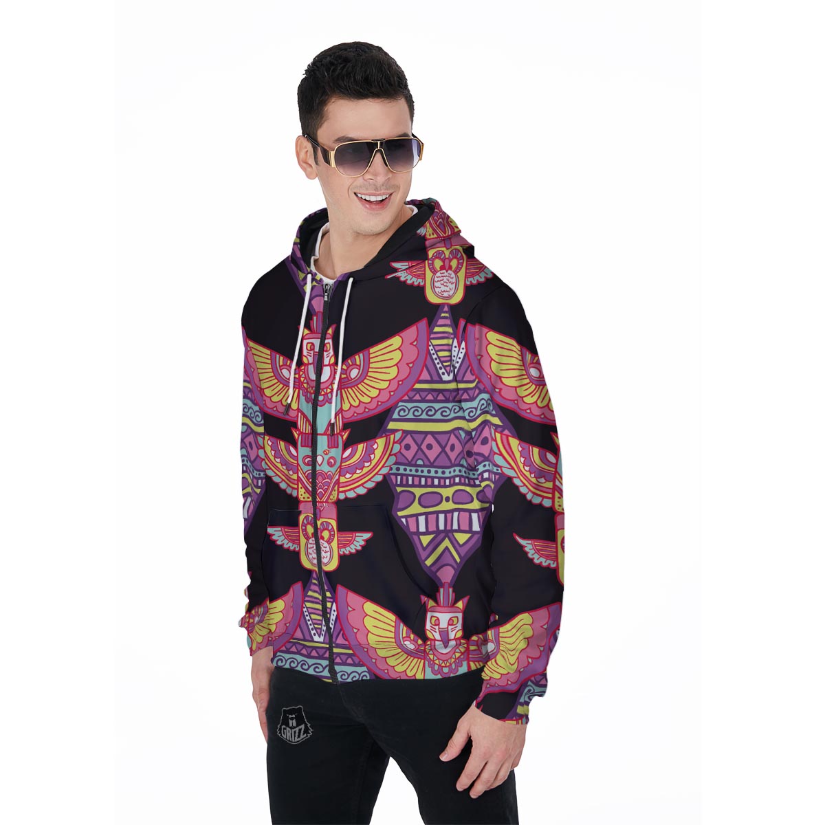 Tribal Aztec Native American Navajo Indians Print Men Zip Up Hoodie-grizzshop