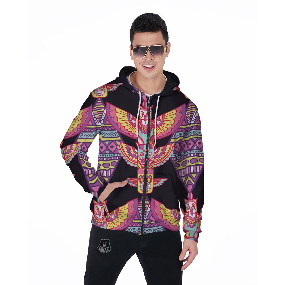 Tribal Aztec Native American Navajo Indians Print Men Zip Up Hoodie-grizzshop