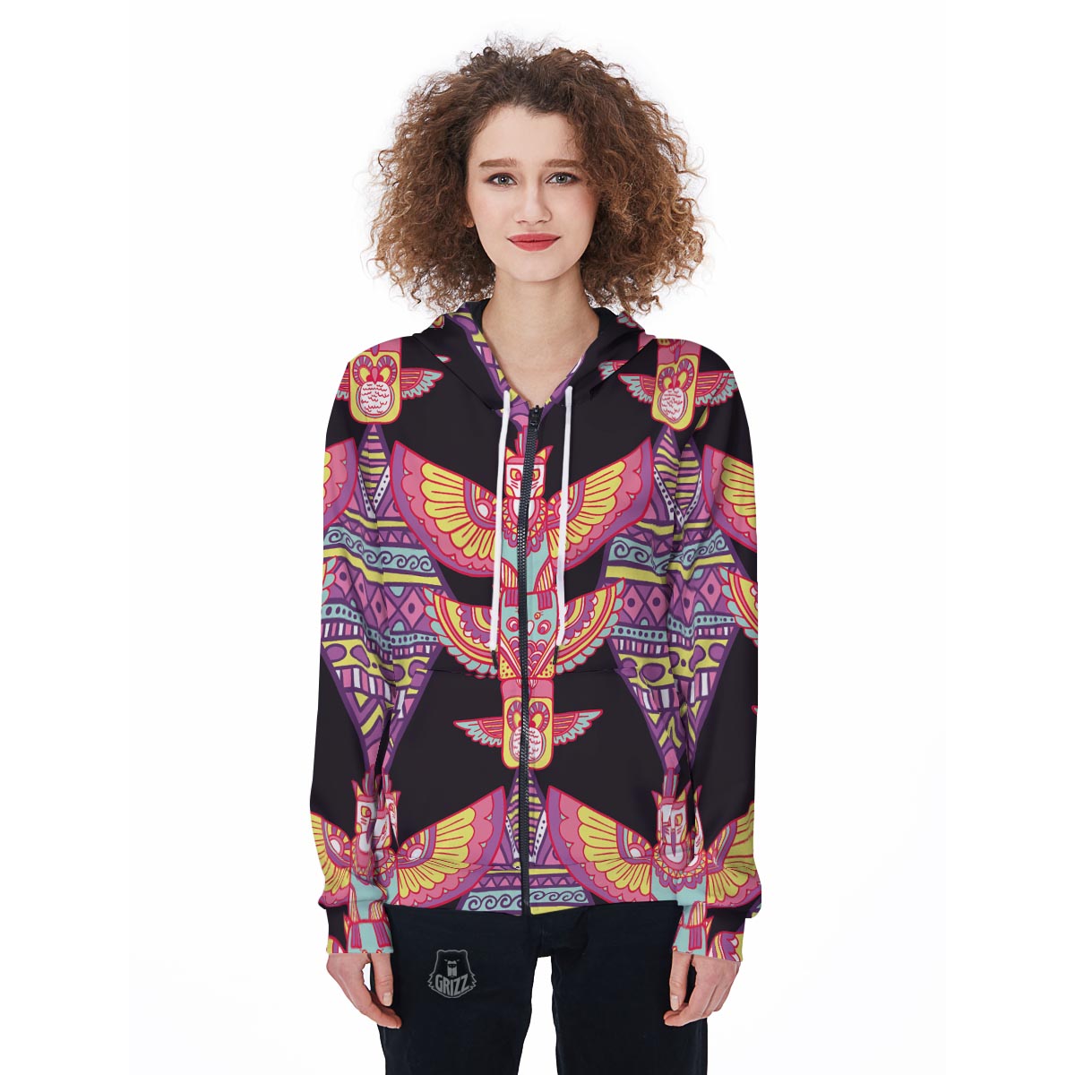 Tribal Aztec Native American Navajo Indians Print Women Zip Up Hoodies-grizzshop