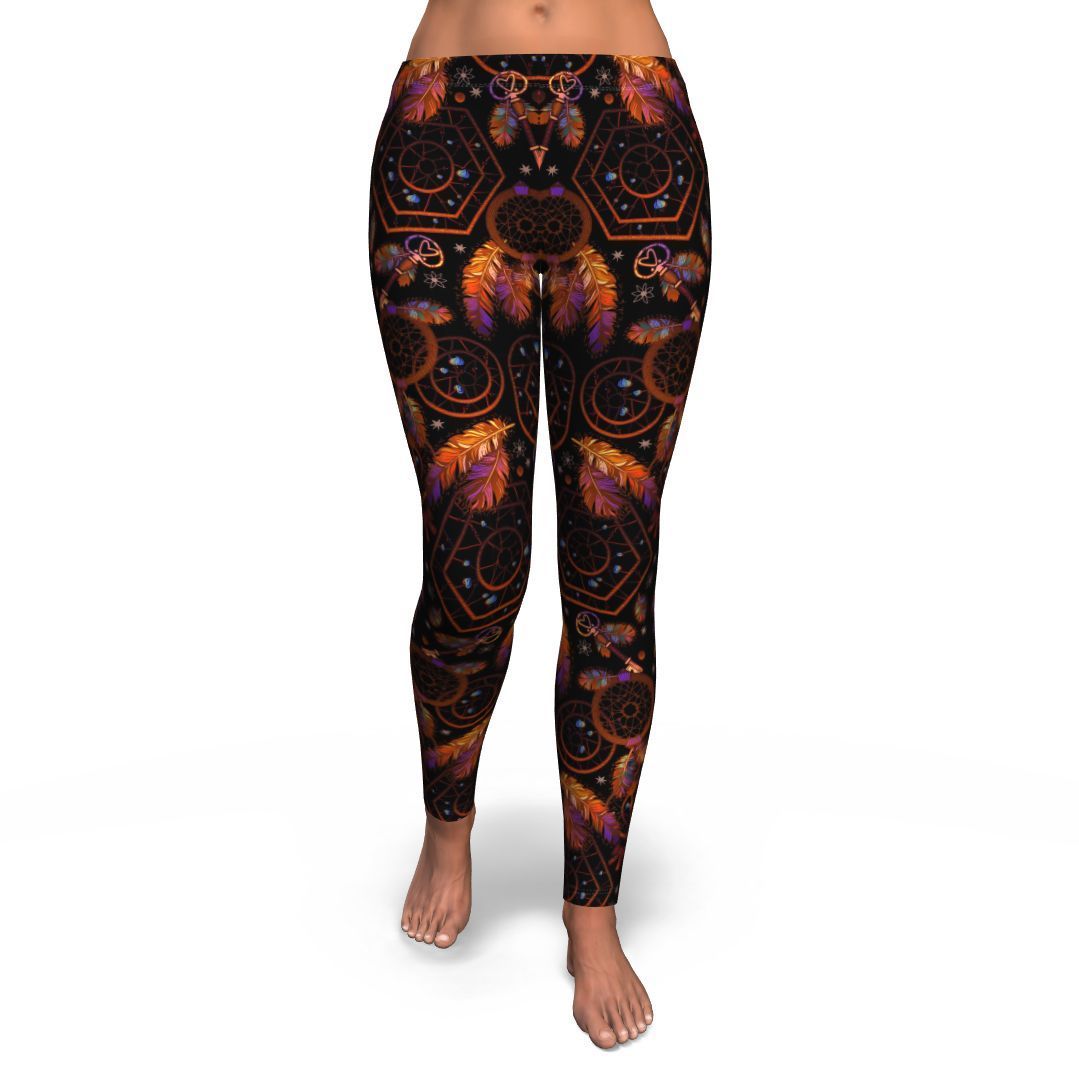 Tribal Dream Catcher Feather Pattern Print Pattern Women Leggings-grizzshop