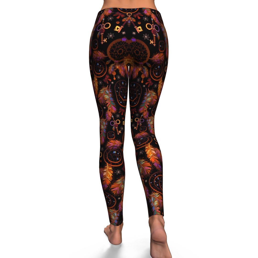 Tribal Dream Catcher Feather Pattern Print Pattern Women Leggings-grizzshop