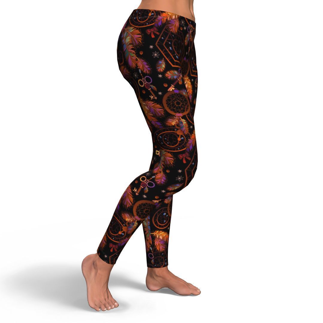 Tribal Dream Catcher Feather Pattern Print Pattern Women Leggings-grizzshop