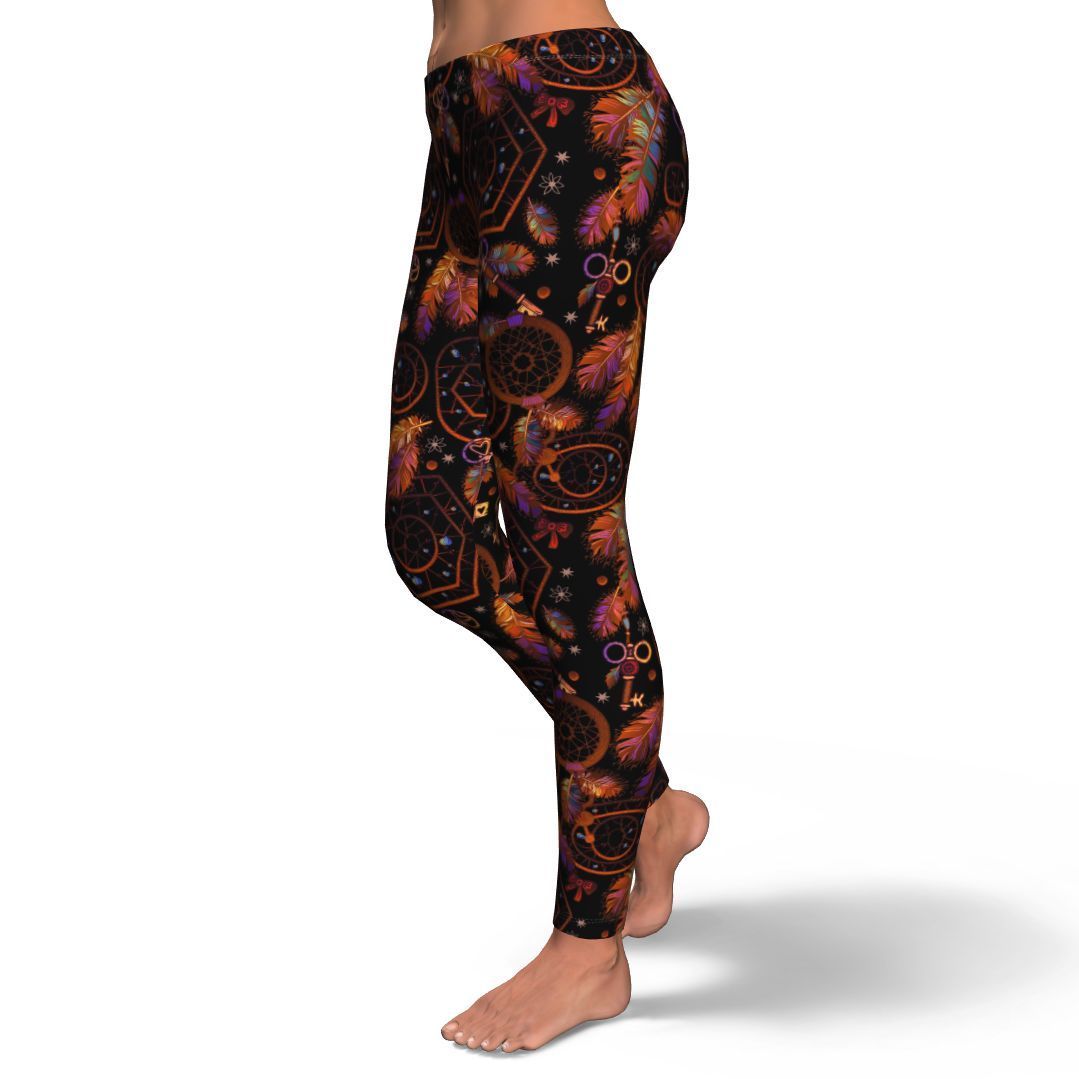Tribal Dream Catcher Feather Pattern Print Pattern Women Leggings-grizzshop