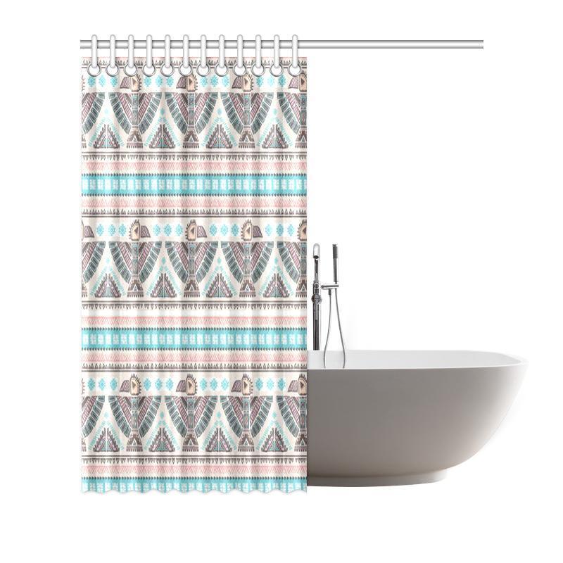 Tribal Native Indians American Aztec Navajo Print Bathroom Shower Curtain-grizzshop