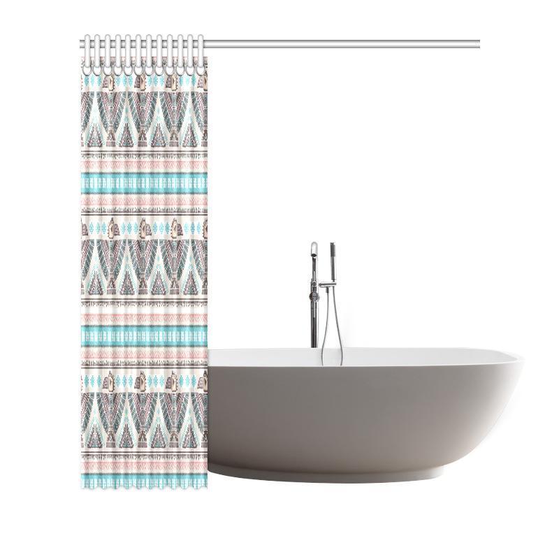 Tribal Native Indians American Aztec Navajo Print Bathroom Shower Curtain-grizzshop