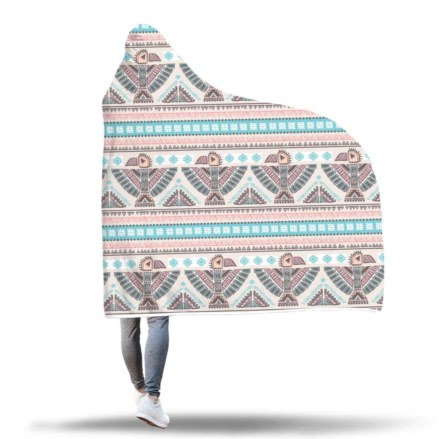 Tribal Native Indians American Aztec Navajo Print Hooded Blanket-grizzshop