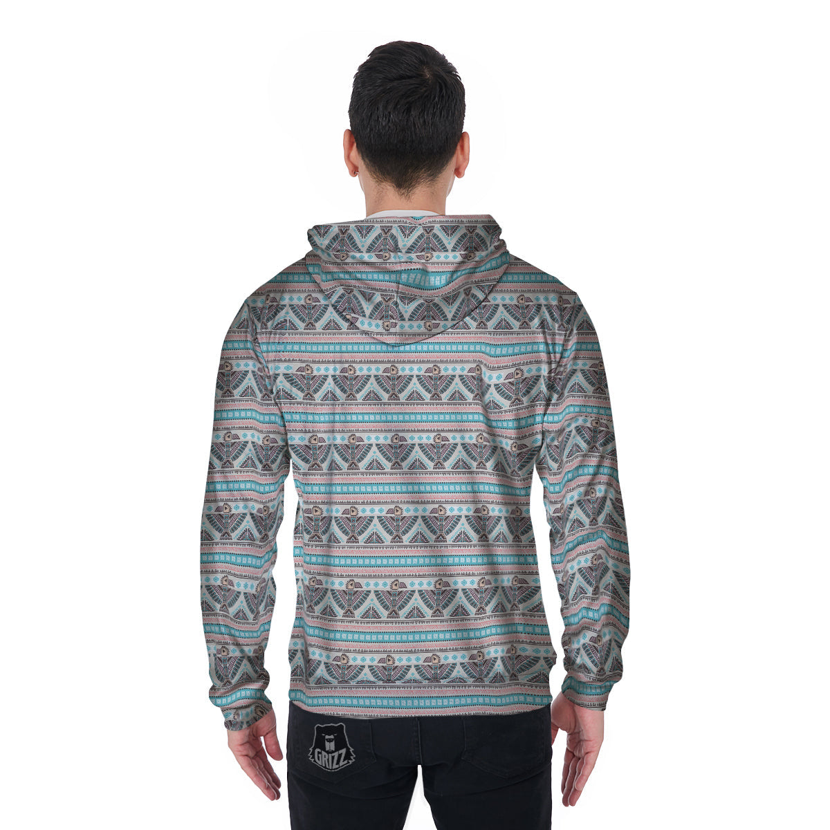 Tribal Native Indians American Aztec Navajo Print Men Zip Up Hoodie-grizzshop