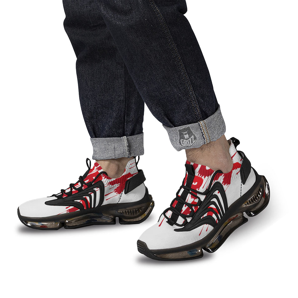 Trick Or Treat Red Blood Halloween Print Black Gym Shoes-grizzshop
