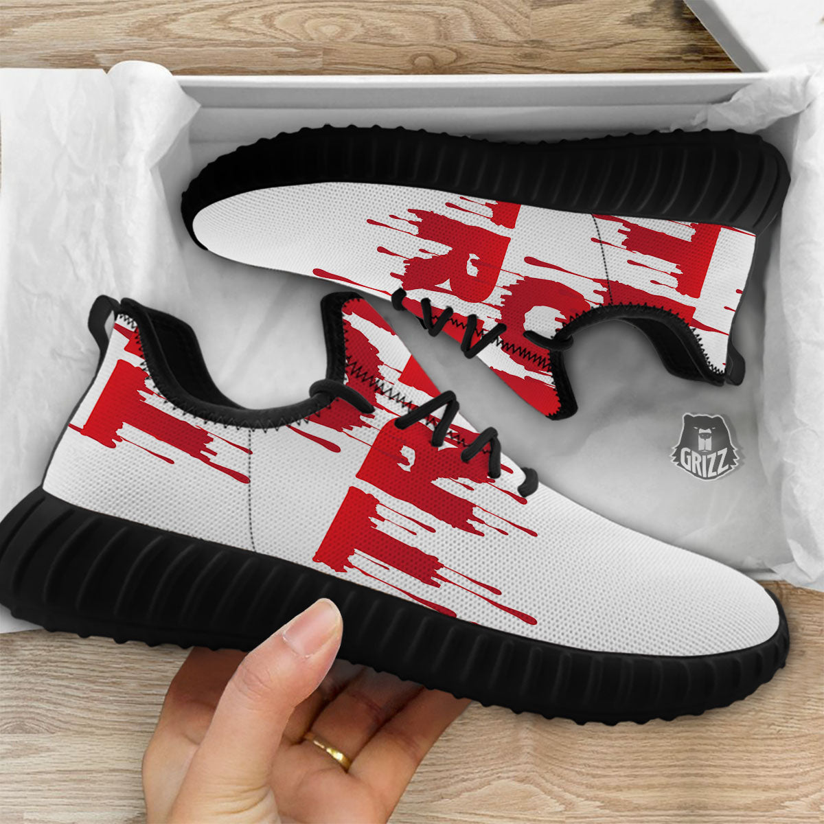 Trick Or Treat Red Blood Halloween Print Black Walking Shoes-grizzshop