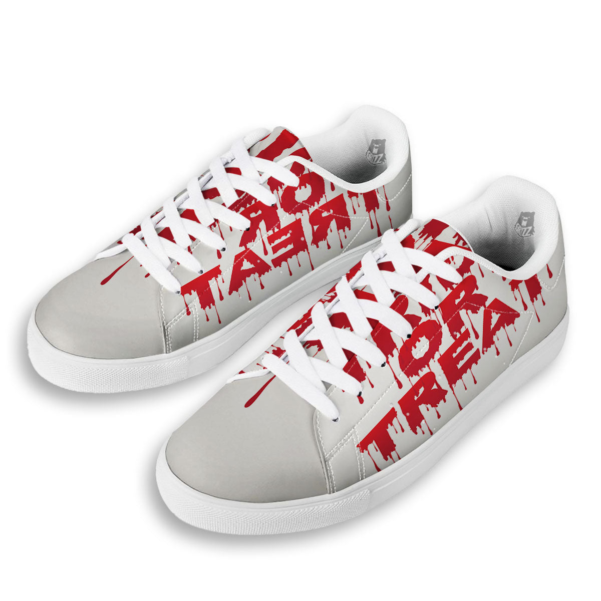 Trick Or Treat Red Blood Halloween Print White Low Top Sneakers-grizzshop