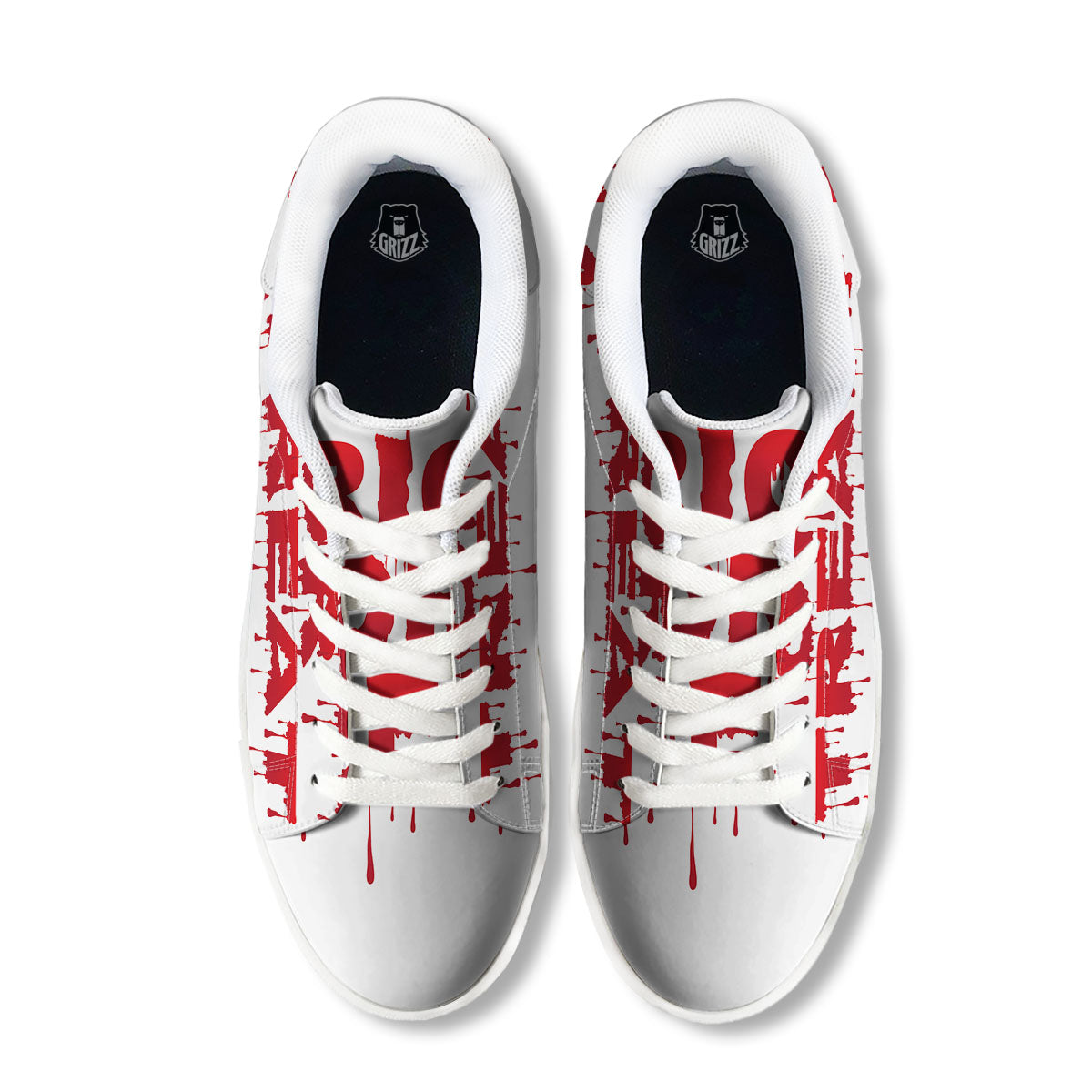 Trick Or Treat Red Blood Halloween Print White Low Top Sneakers-grizzshop