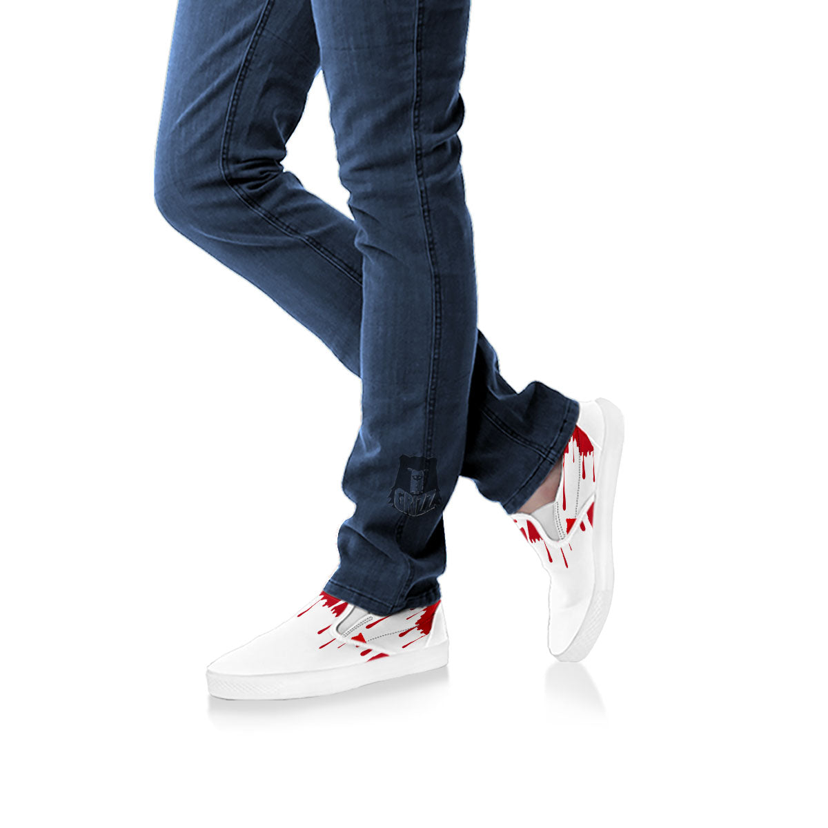 Trick Or Treat Red Blood Halloween Print White Slip On Shoes-grizzshop
