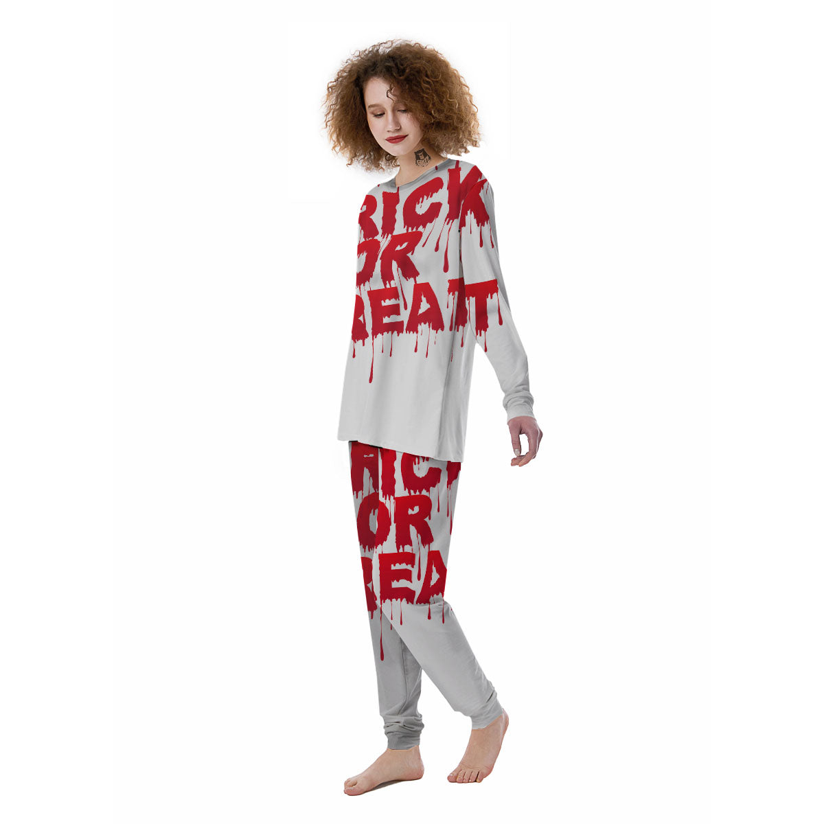 Trick Or Treat Red Blood Halloween Print Women's Pajamas-grizzshop