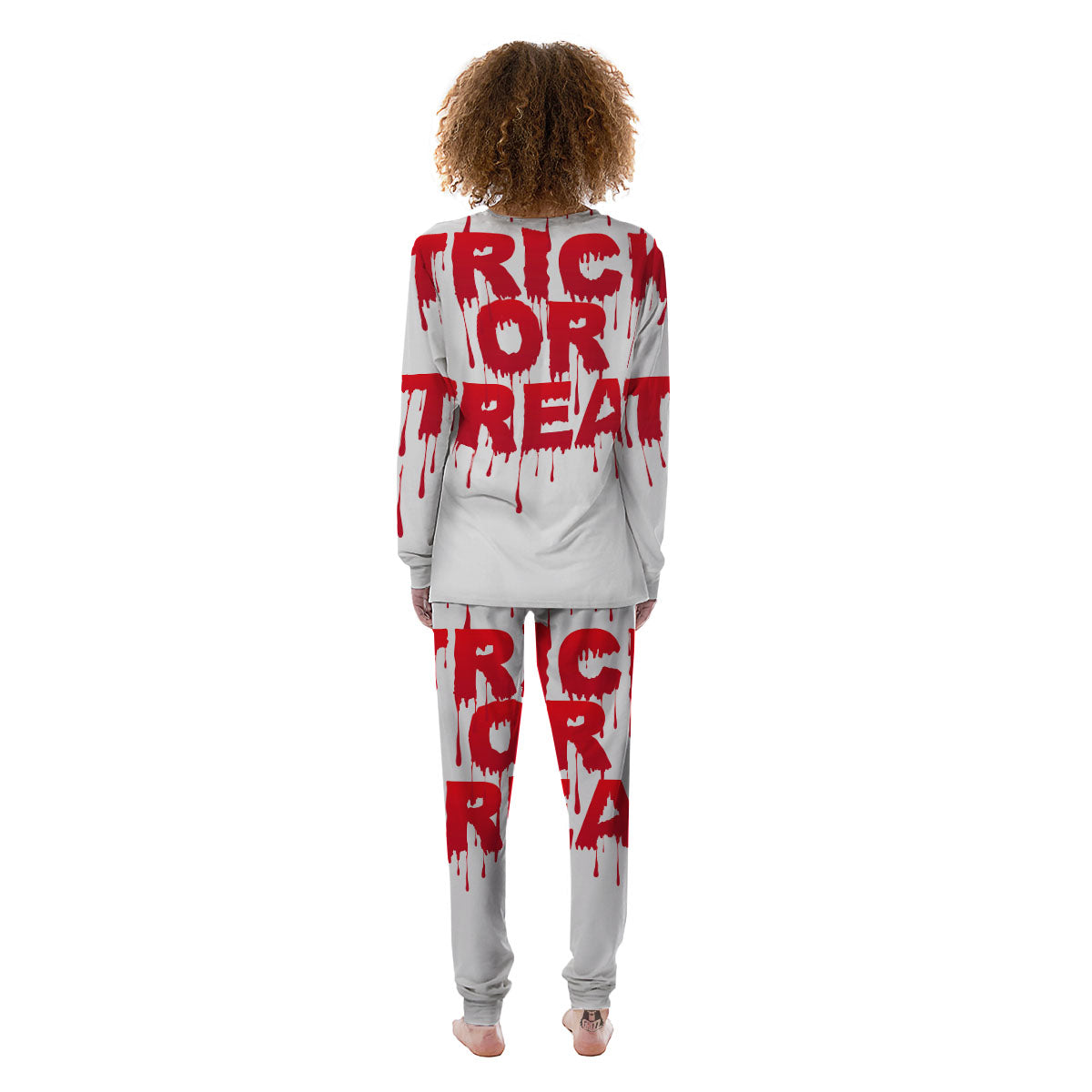Trick Or Treat Red Blood Halloween Print Women's Pajamas-grizzshop