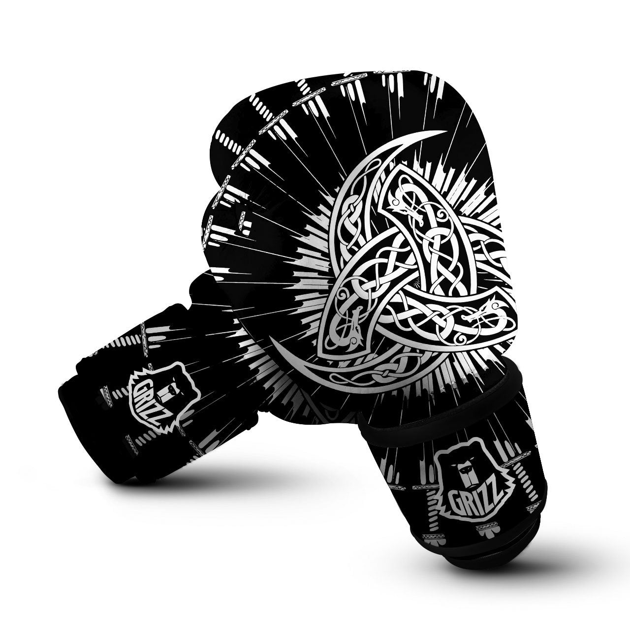 Triple Horn Of Odin Viking Print Boxing Gloves-grizzshop