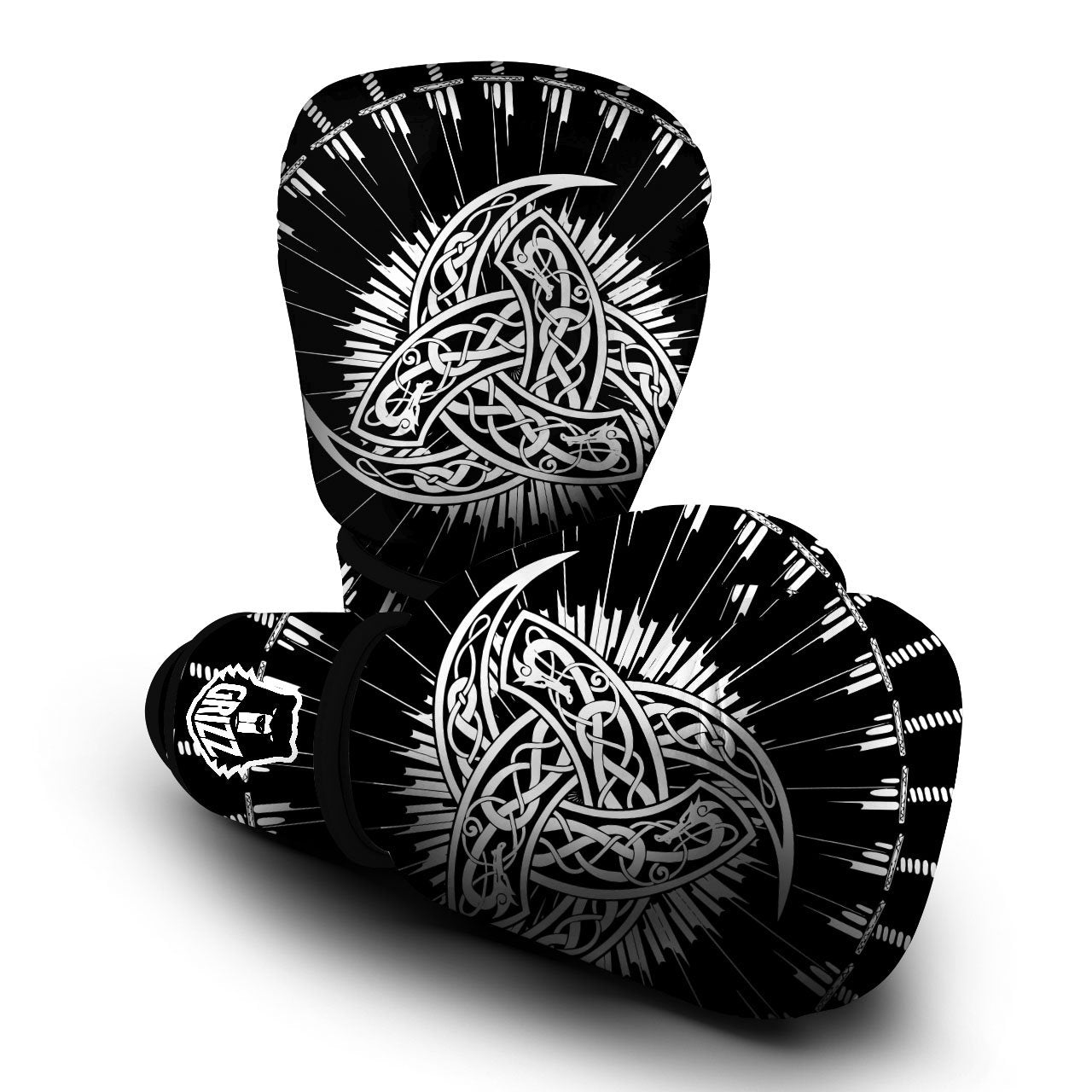 Triple Horn Of Odin Viking Print Boxing Gloves-grizzshop