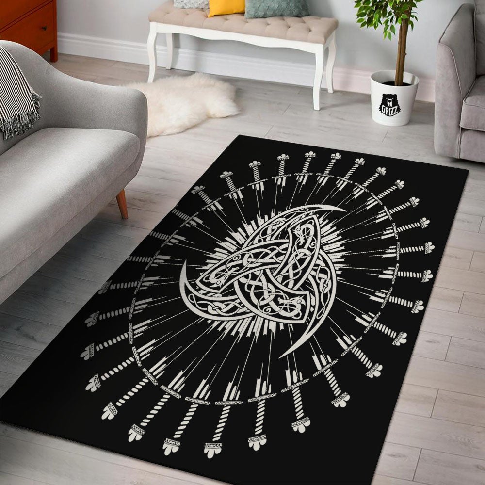 Triple Horn Of Odin Viking Print Floor Mat-grizzshop