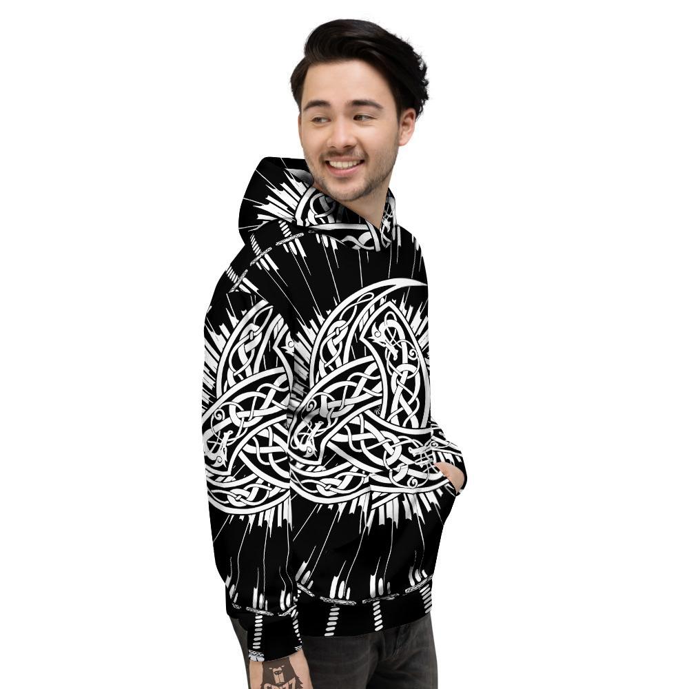Triple Horn Of Odin Viking Print Men's Hoodie-grizzshop