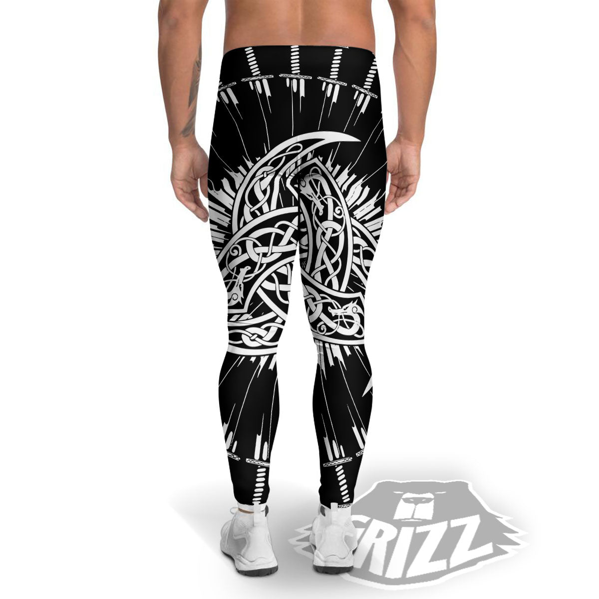 Triple Horn Of Odin Viking Print Men's Leggings-grizzshop