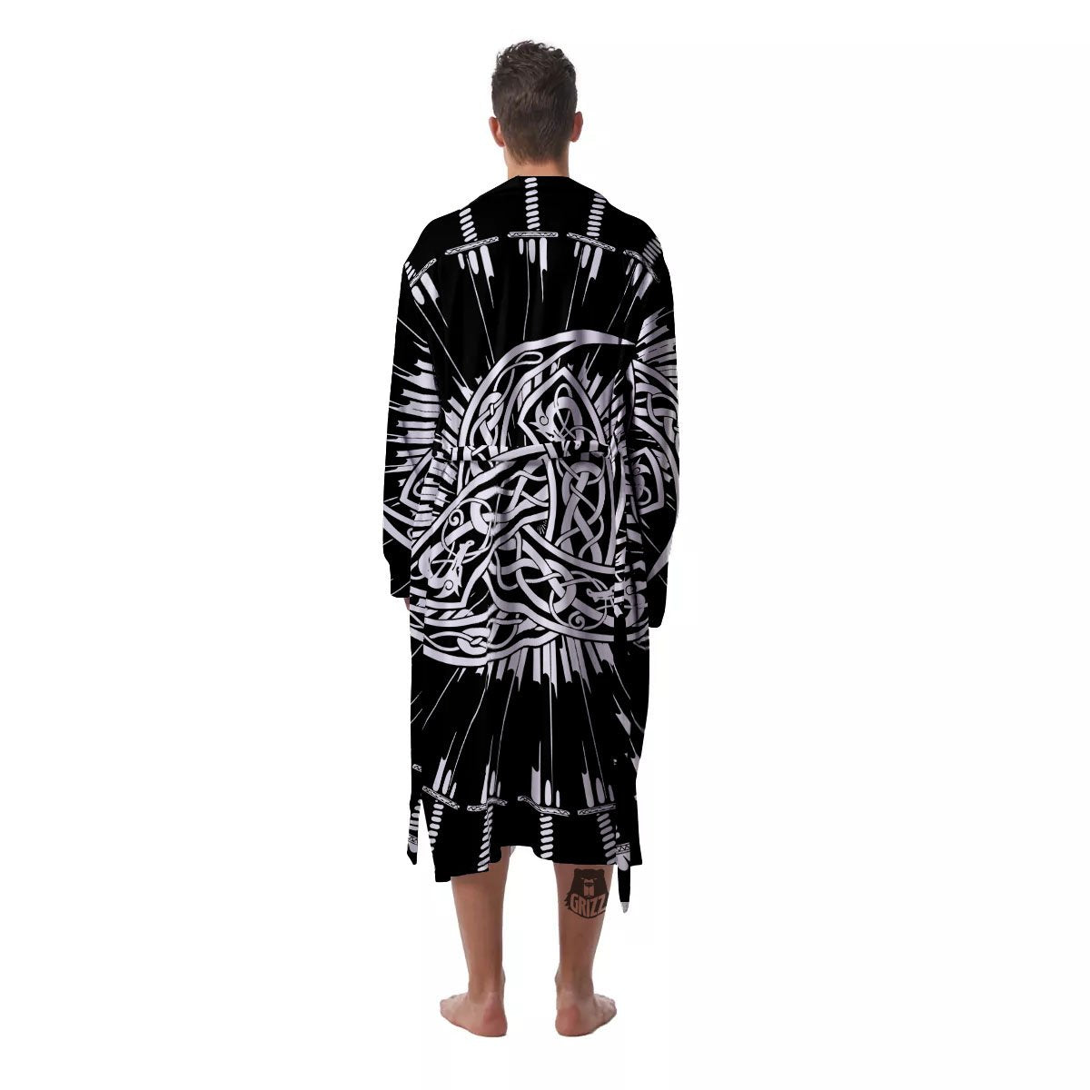Triple Horn Of Odin Viking Print Men's Robe-grizzshop