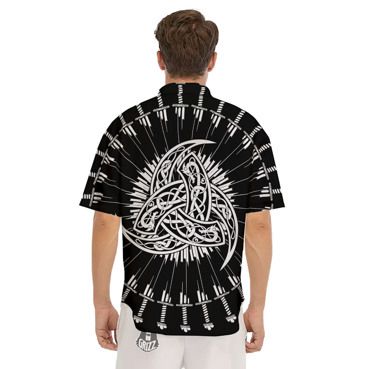 Triple Horn Of Odin Viking Print Men's Short Sleeve Shirts-grizzshop