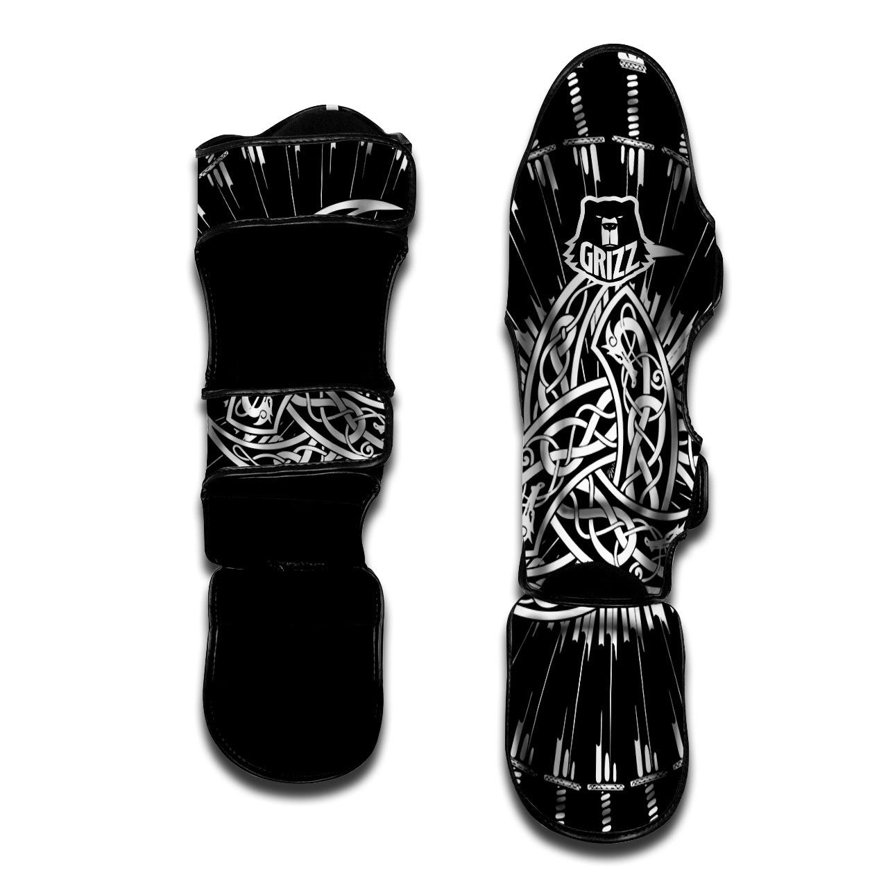 Triple Horn Of Odin Viking Print Muay Thai Shin Guards-grizzshop