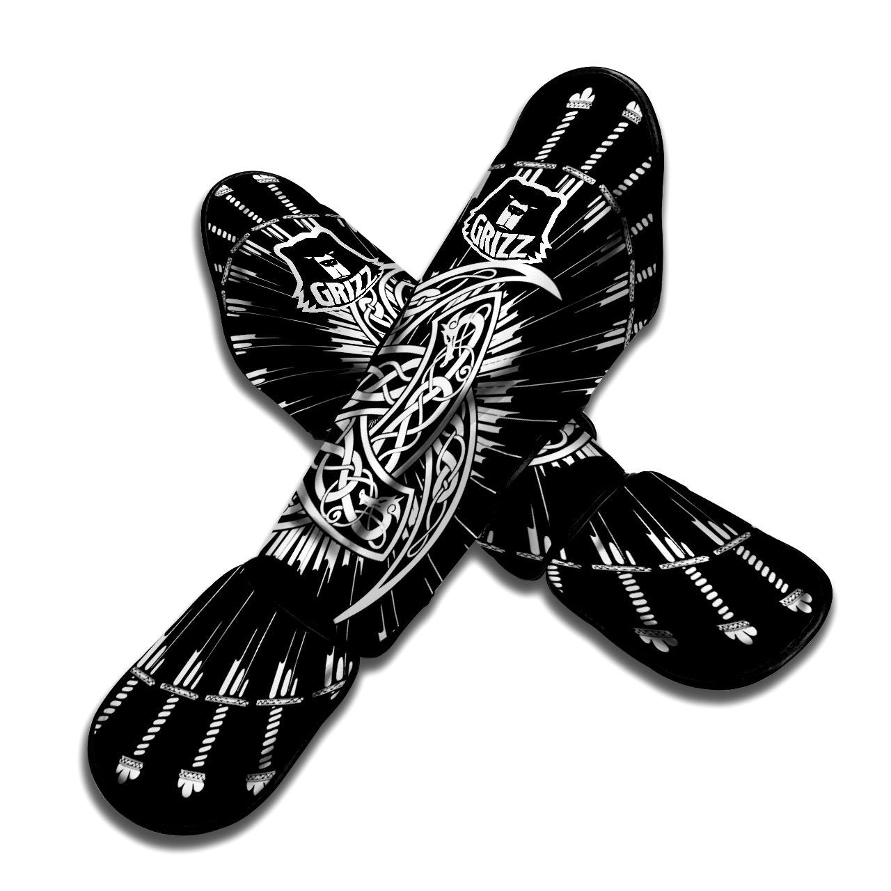 Triple Horn Of Odin Viking Print Muay Thai Shin Guards-grizzshop