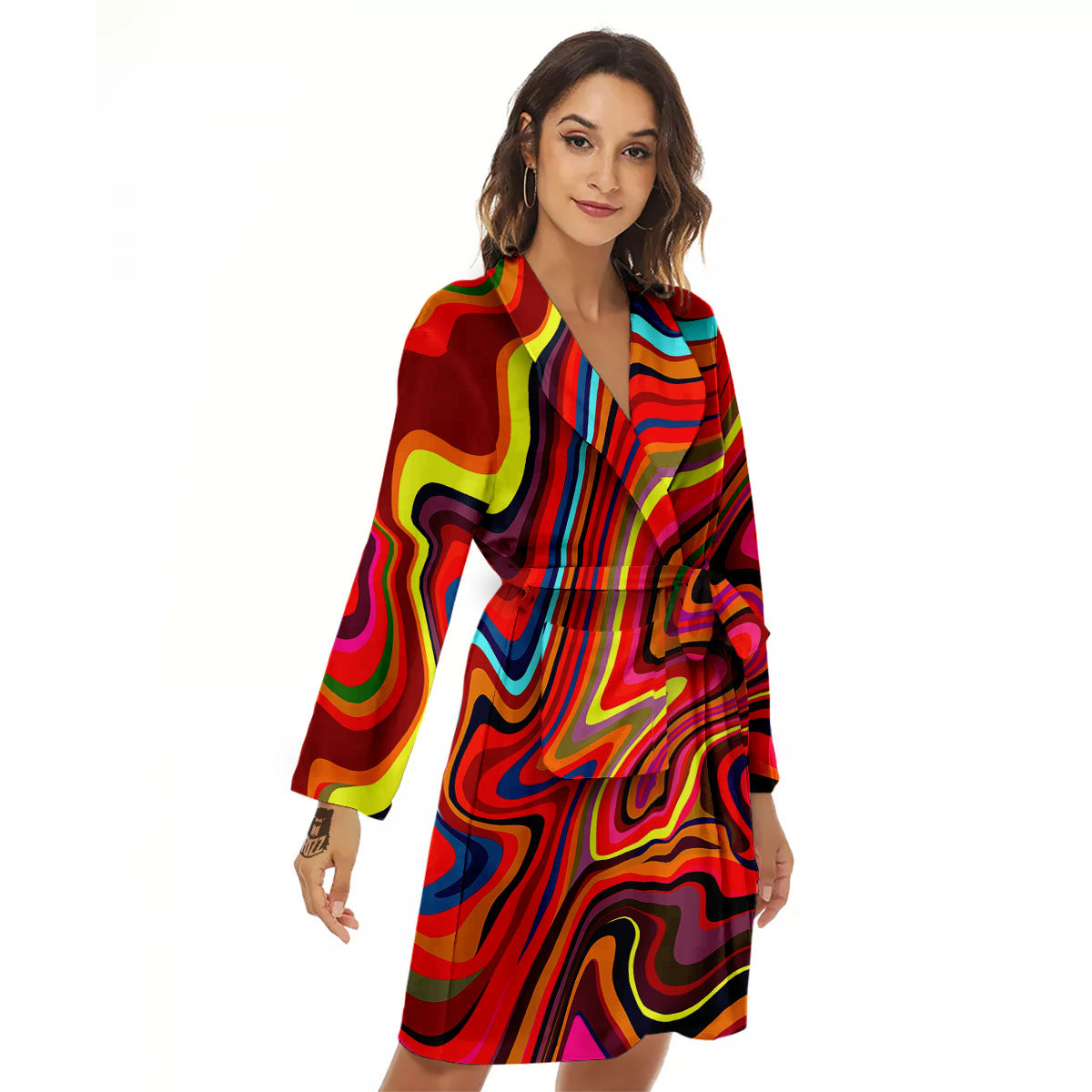 Trippy Abstract Liquid Print Women's Robe-grizzshop
