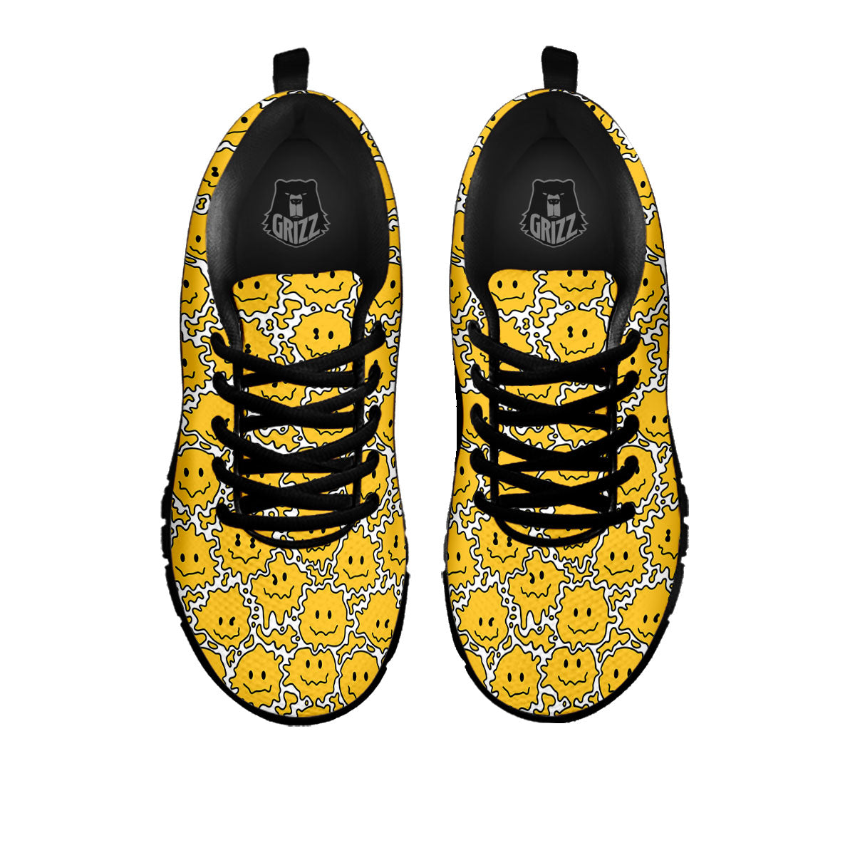 Trippy Abstract Psychedelic Emoji Print Black Sneaker-grizzshop