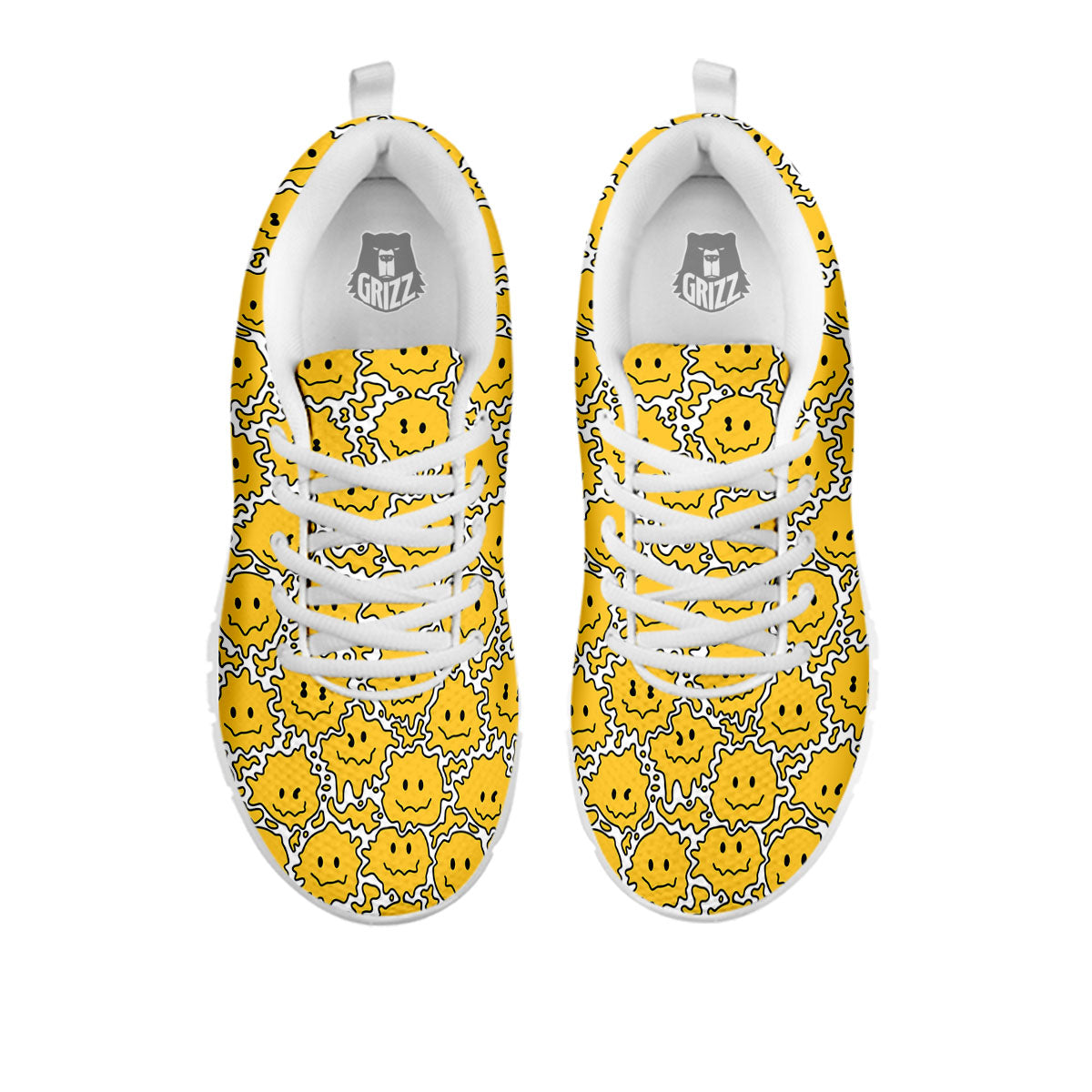 Trippy Abstract Psychedelic Emoji Print White Sneaker-grizzshop