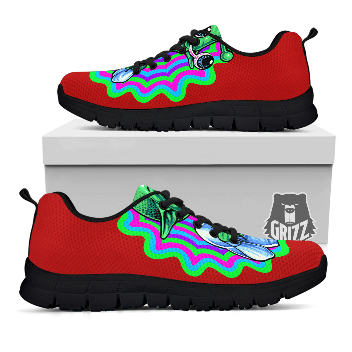 Trippy Alien Crazy Print Black Sneaker-grizzshop