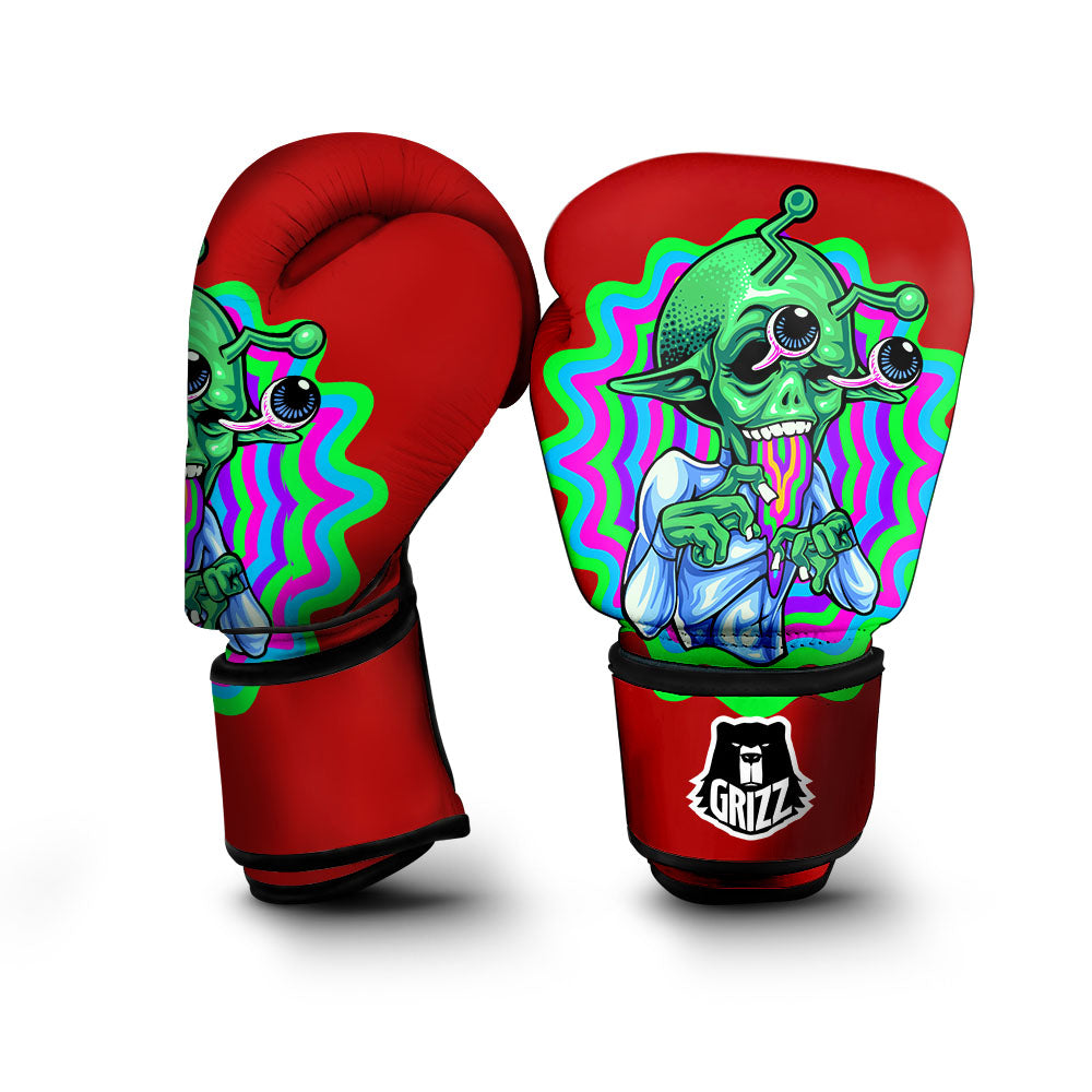 Trippy Alien Crazy Print Boxing Gloves-grizzshop