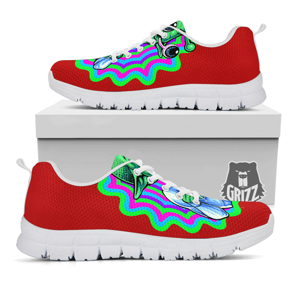 Trippy Alien Crazy Print White Sneaker-grizzshop