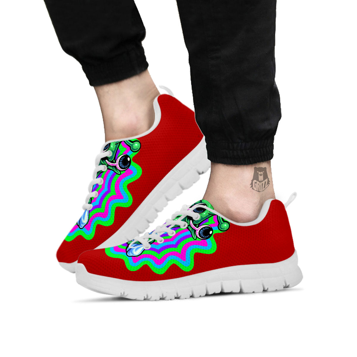 Trippy Alien Crazy Print White Sneaker-grizzshop